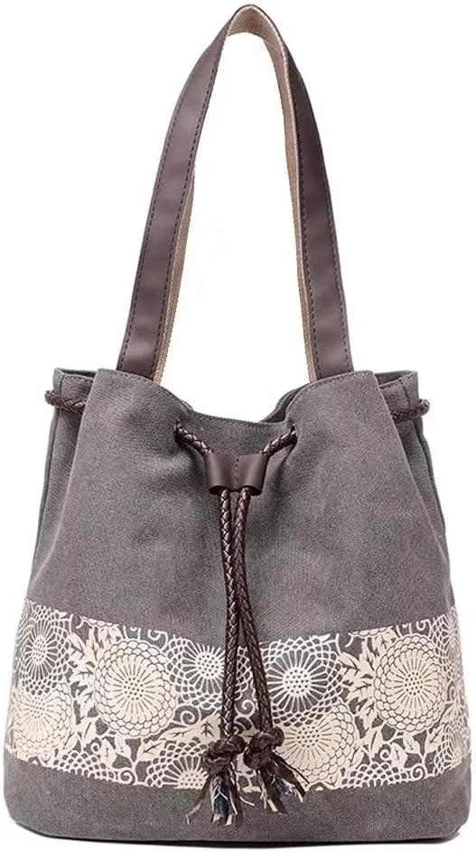 Mudono Hobo Tote Bag for Women Top Handle Handbag Canvas Shoulder Bag Casual Satchel Retro Purse
