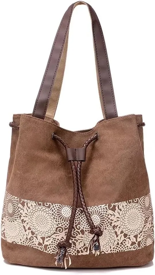 Mudono Hobo Tote Bag for Women Top Handle Handbag Canvas Shoulder Bag Casual Satchel Retro Purse