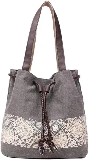Mudono Hobo Tote Bag for Women Top Handle Handbag Canvas Shoulder Bag Casual Satchel Retro Purse