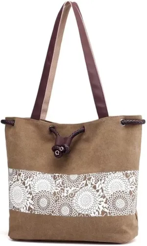 Mudono Hobo Tote Bag for Women Top Handle Handbag Canvas Shoulder Bag Casual Satchel Retro Purse