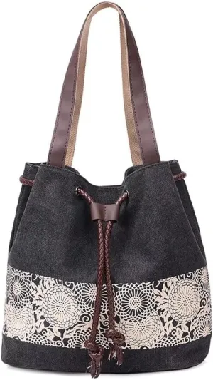Mudono Hobo Tote Bag for Women Top Handle Handbag Canvas Shoulder Bag Casual Satchel Retro Purse