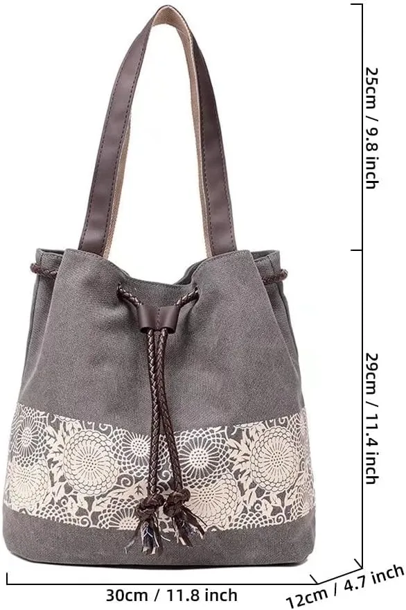 Mudono Hobo Tote Bag for Women Top Handle Handbag Canvas Shoulder Bag Casual Satchel Retro Purse