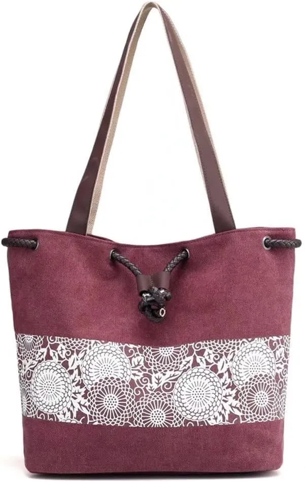 Mudono Hobo Tote Bag for Women Top Handle Handbag Canvas Shoulder Bag Casual Satchel Retro Purse