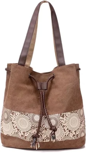 Mudono Hobo Tote Bag for Women Top Handle Handbag Canvas Shoulder Bag Casual Satchel Retro Purse