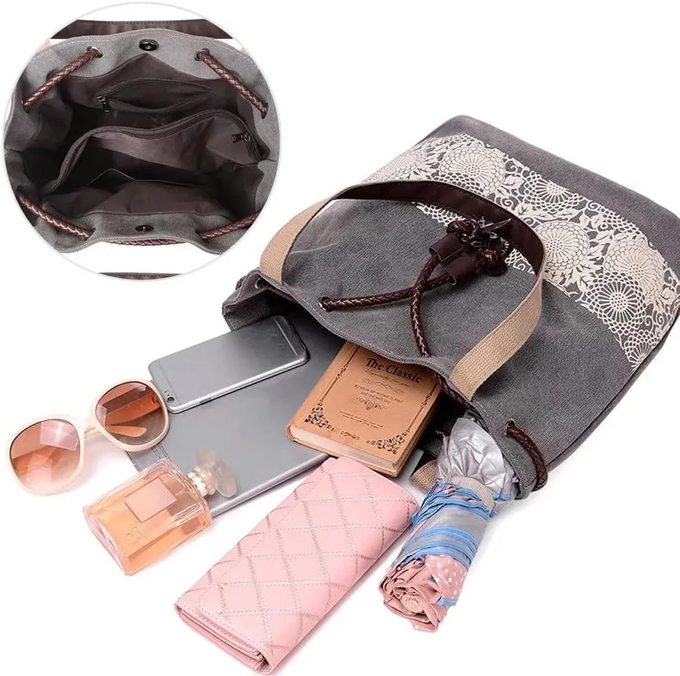 Mudono Hobo Tote Bag for Women Top Handle Handbag Canvas Shoulder Bag Casual Satchel Retro Purse