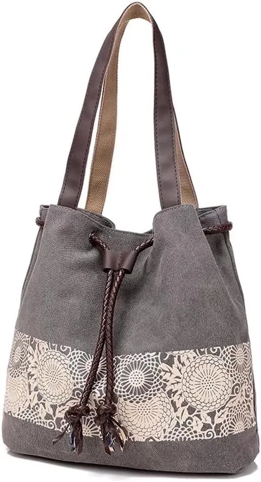 Mudono Hobo Tote Bag for Women Top Handle Handbag Canvas Shoulder Bag Casual Satchel Retro Purse