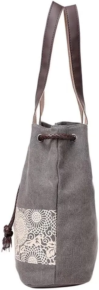 Mudono Hobo Tote Bag for Women Top Handle Handbag Canvas Shoulder Bag Casual Satchel Retro Purse