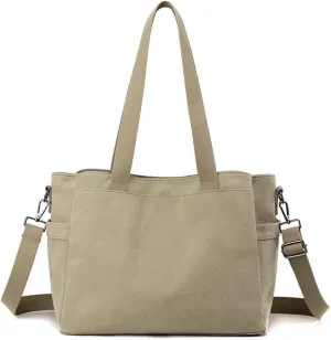 Mudono Top Handle Handbag for Women Large Capacity Crossbody Bag Canvas Shoulder Bag Casual Tote Bag Satchel Retro Purse