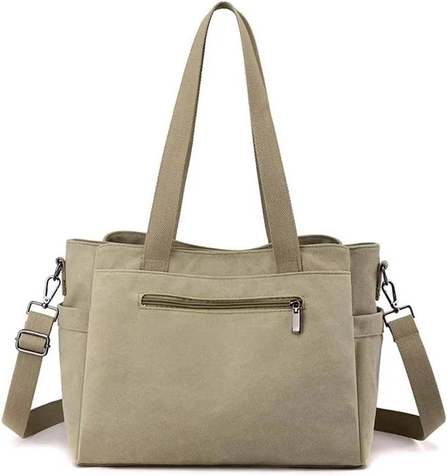 Mudono Top Handle Handbag for Women Large Capacity Crossbody Bag Canvas Shoulder Bag Casual Tote Bag Satchel Retro Purse