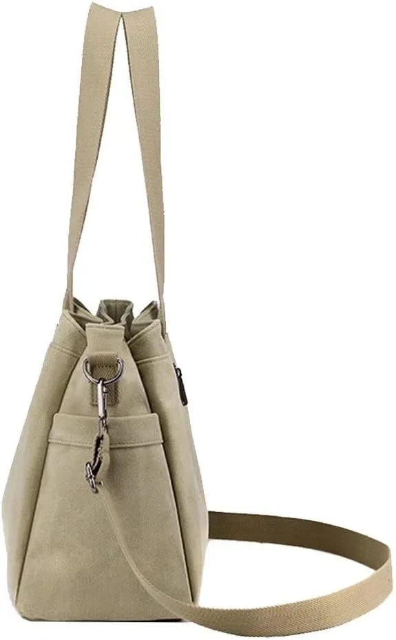 Mudono Top Handle Handbag for Women Large Capacity Crossbody Bag Canvas Shoulder Bag Casual Tote Bag Satchel Retro Purse