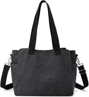 Mudono Top Handle Handbag for Women Large Capacity Crossbody Bag Canvas Shoulder Bag Casual Tote Bag Satchel Retro Purse