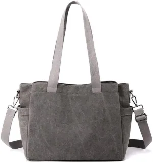 Mudono Top Handle Handbag for Women Large Capacity Crossbody Bag Canvas Shoulder Bag Casual Tote Bag Satchel Retro Purse