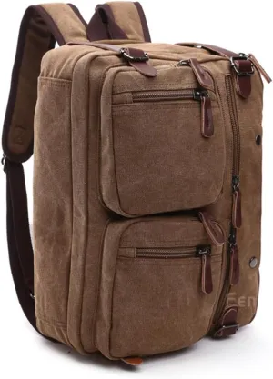 Multi- Backpack Handbag Crossbody Bag Vintage Weekend Bag for Men Women Padded Laptop Compartment