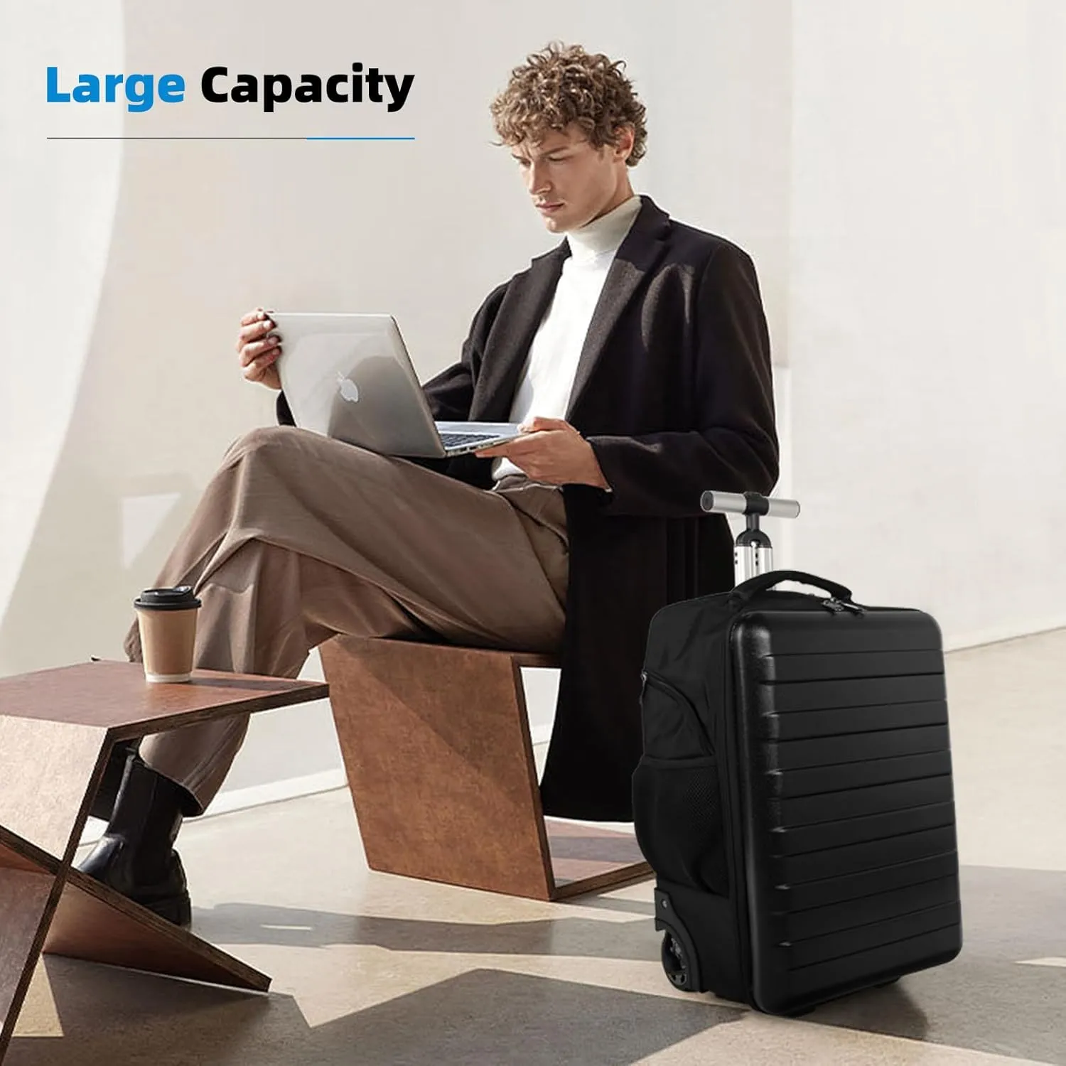 Multi-Useful Carry-On Luggage Fit 17.3 Inch Laptop airline approved with Wheels，Travel suitcase backpack with wheels that can be pulled and carried for Overnight bag and Business，19Inch