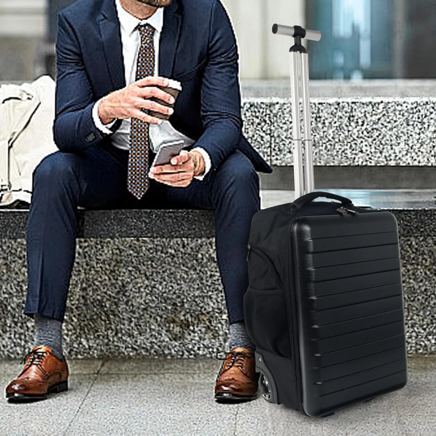 Multi-Useful Carry-On Luggage Fit 17.3 Inch Laptop airline approved with Wheels，Travel suitcase backpack with wheels that can be pulled and carried for Overnight bag and Business，19Inch