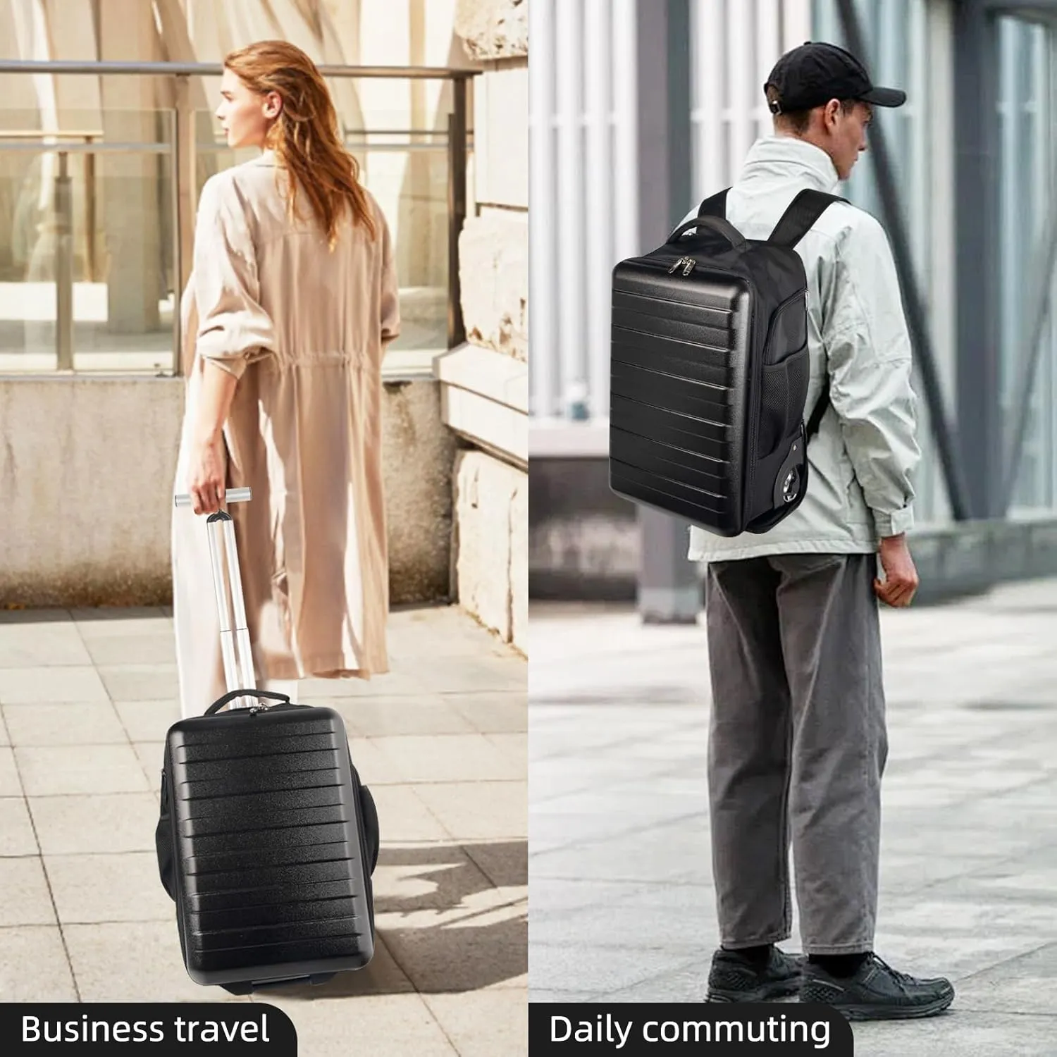 Multi-Useful Carry-On Luggage Fit 17.3 Inch Laptop airline approved with Wheels，Travel suitcase backpack with wheels that can be pulled and carried for Overnight bag and Business，19Inch