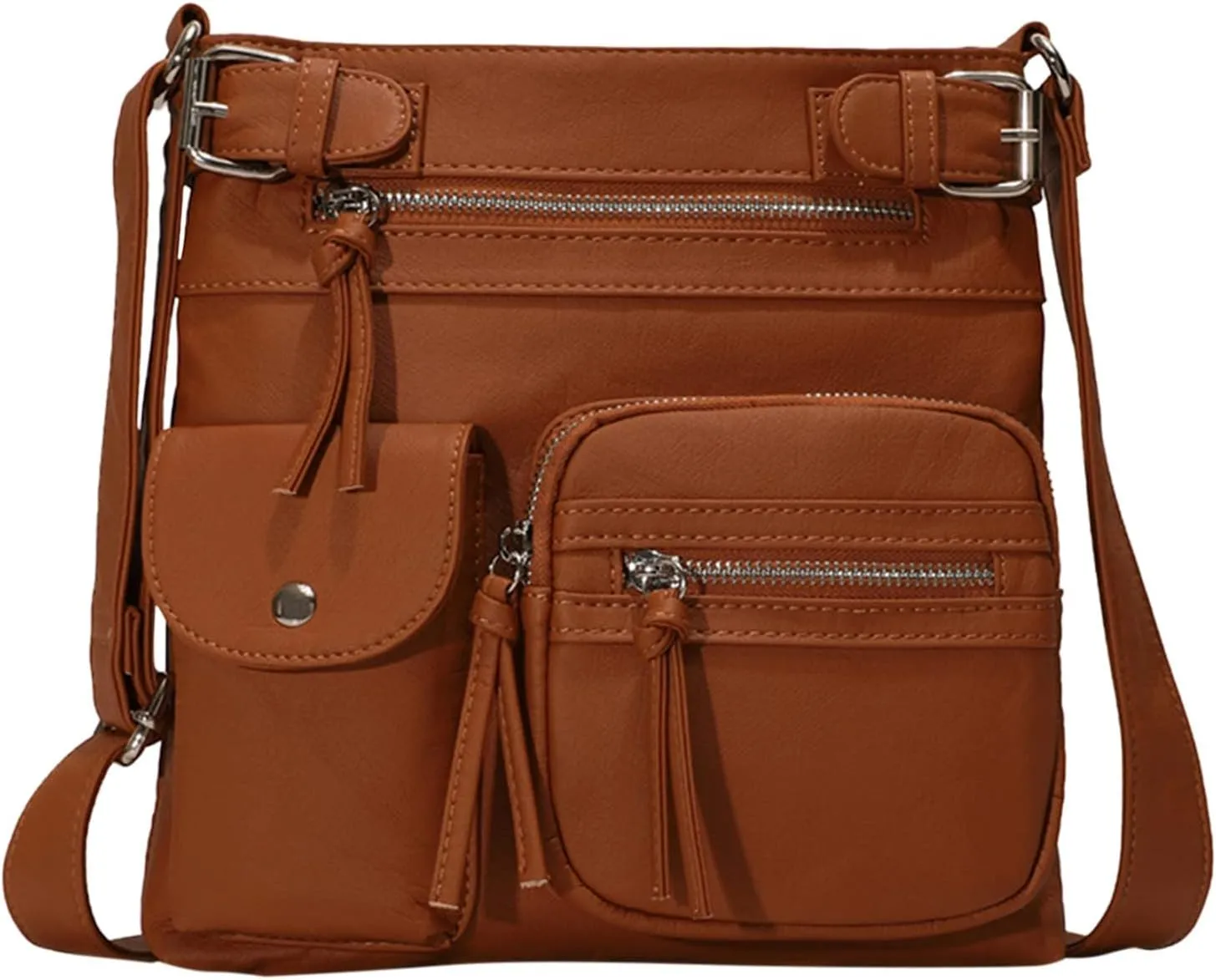 Multifunction Ladies Shoulder Bags Crossbody Bag Armpit Fashion Small Square Bag Men Shoulder (Brown, One Size)