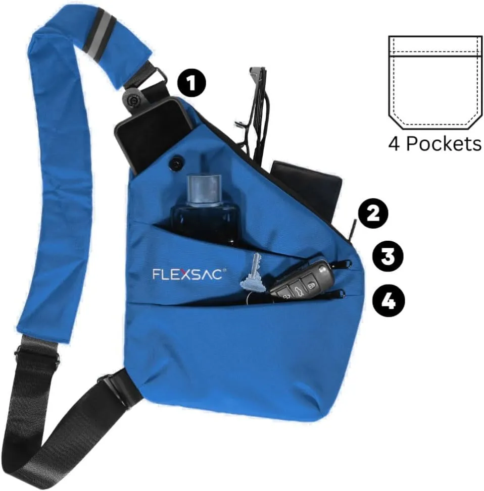 Multipurpose Mini Sling Bag, Crossbody Travel Bag for Hiking and Camping, Water Resistant, Adjustable Shoulder Strap (Right Shoulder, Blue)