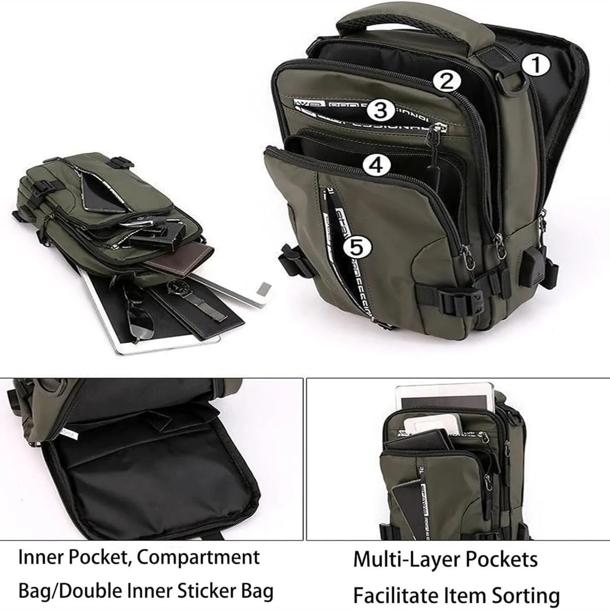 Multipurpose Waterproof Crossbody Bag,Walking Backpack with Adjustable Strap,Sling Bags for Men Women for Hiking