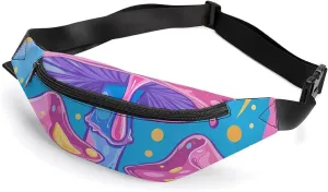 Mushrooms Magic Psychedelic Crossbody Fanny Pack Waist Packs Adjustable Shoulder Bags Sling Bag for Hiking Running Cycling