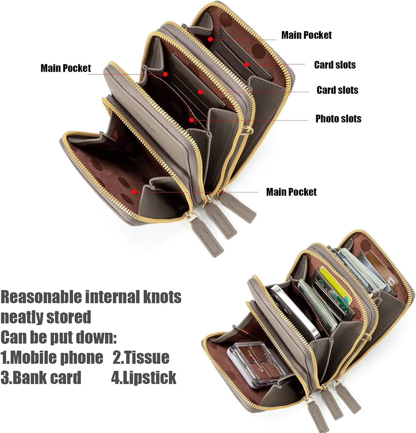 myfriday Small Crossbody Cell Phone Bag for Women, Mini Over Shoulder Handbag Purse with Credit Card Slots