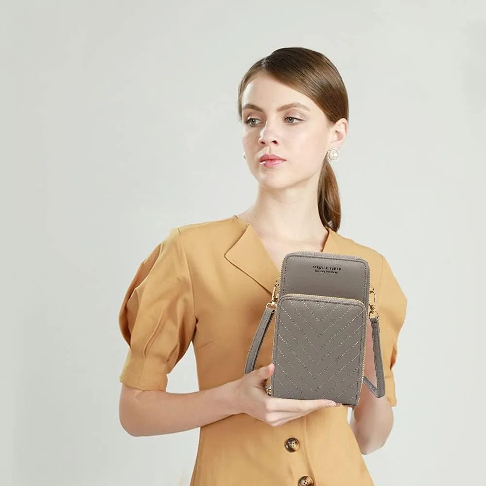 myfriday Small Crossbody Cell Phone Bag for Women, Mini Over Shoulder Handbag Purse with Credit Card Slots