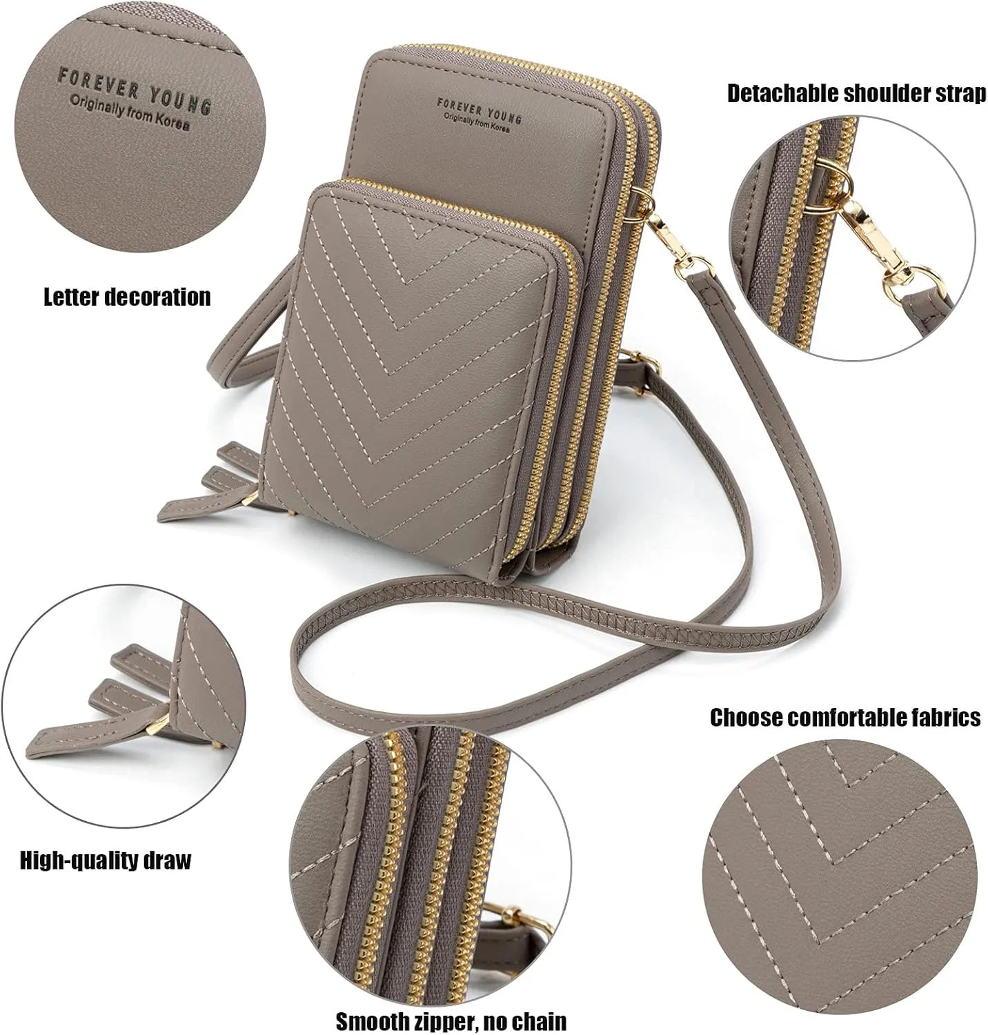 myfriday Small Crossbody Cell Phone Bag for Women, Mini Over Shoulder Handbag Purse with Credit Card Slots