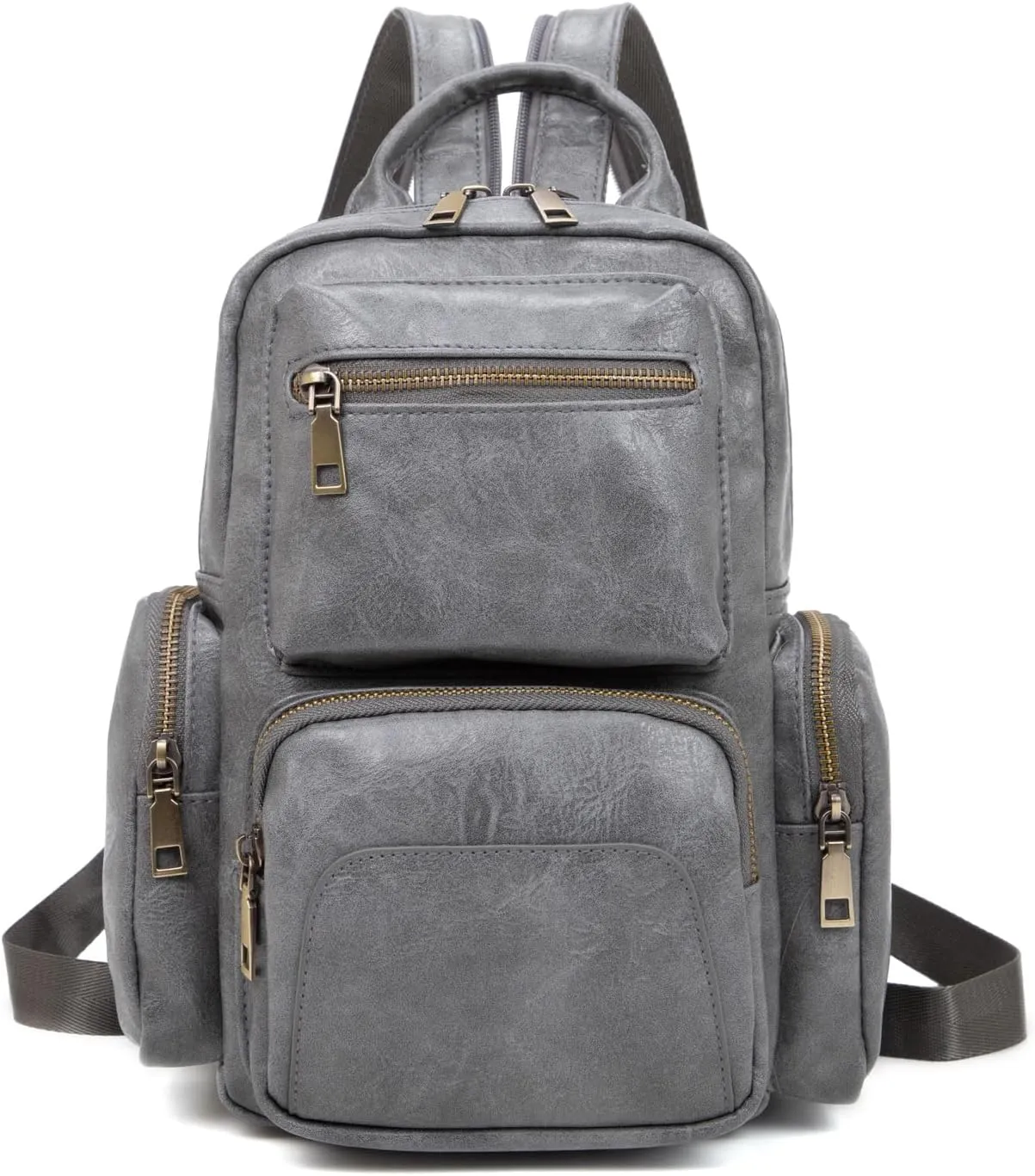myfriday Vintage Backpack Purse for Women Ladies Leather Sling Backpack Purse Designer Convertible Travel Backpack (Grey)