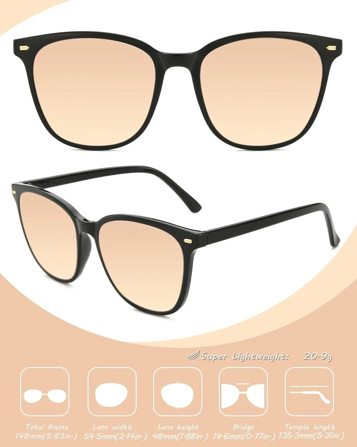 Myiaur Polarized Sunglasses for Women, Square Mirrored Trendy Shades with UV Protection Reduce Glare Sun Glasses