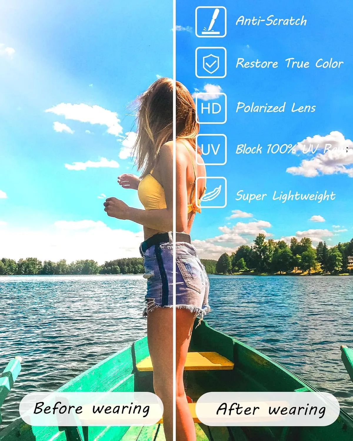 Myiaur Polarized Sunglasses for Women, Square Mirrored Trendy Shades with UV Protection Reduce Glare Sun Glasses