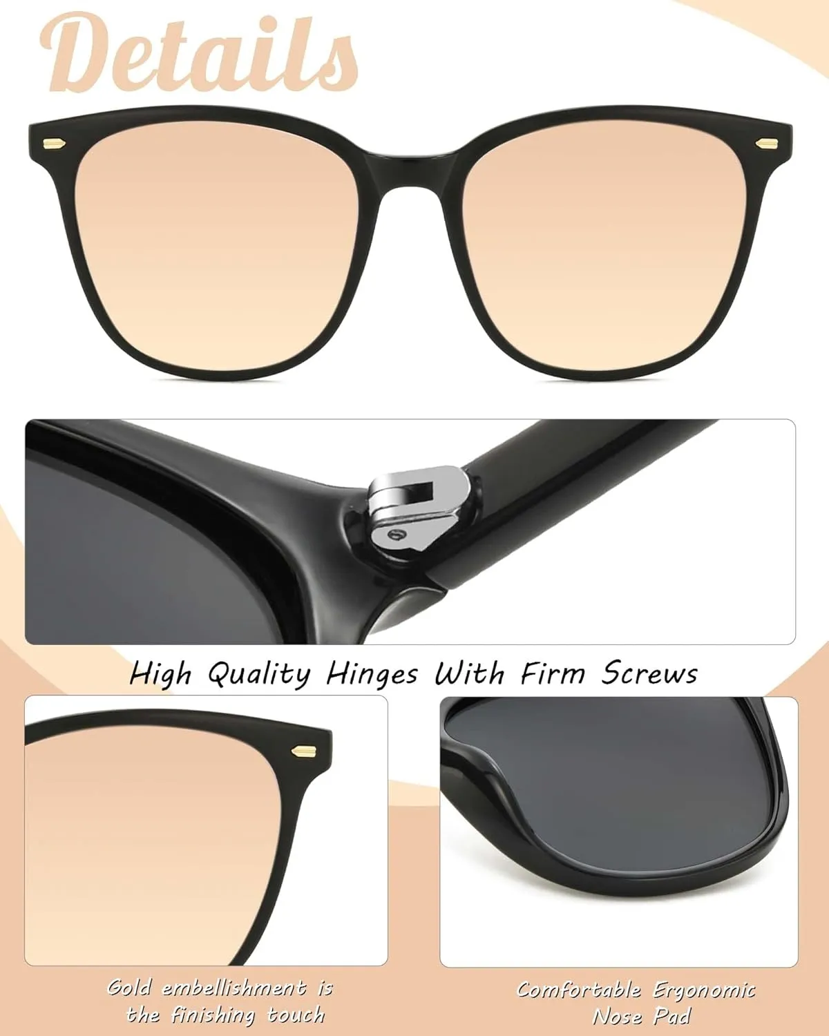 Myiaur Polarized Sunglasses for Women, Square Mirrored Trendy Shades with UV Protection Reduce Glare Sun Glasses