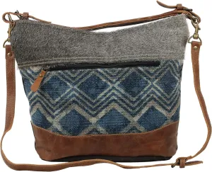 Myra Bag Mid Town Tide Upcycled Canvas & Cowhide Leather Shoulder Bag S-1583