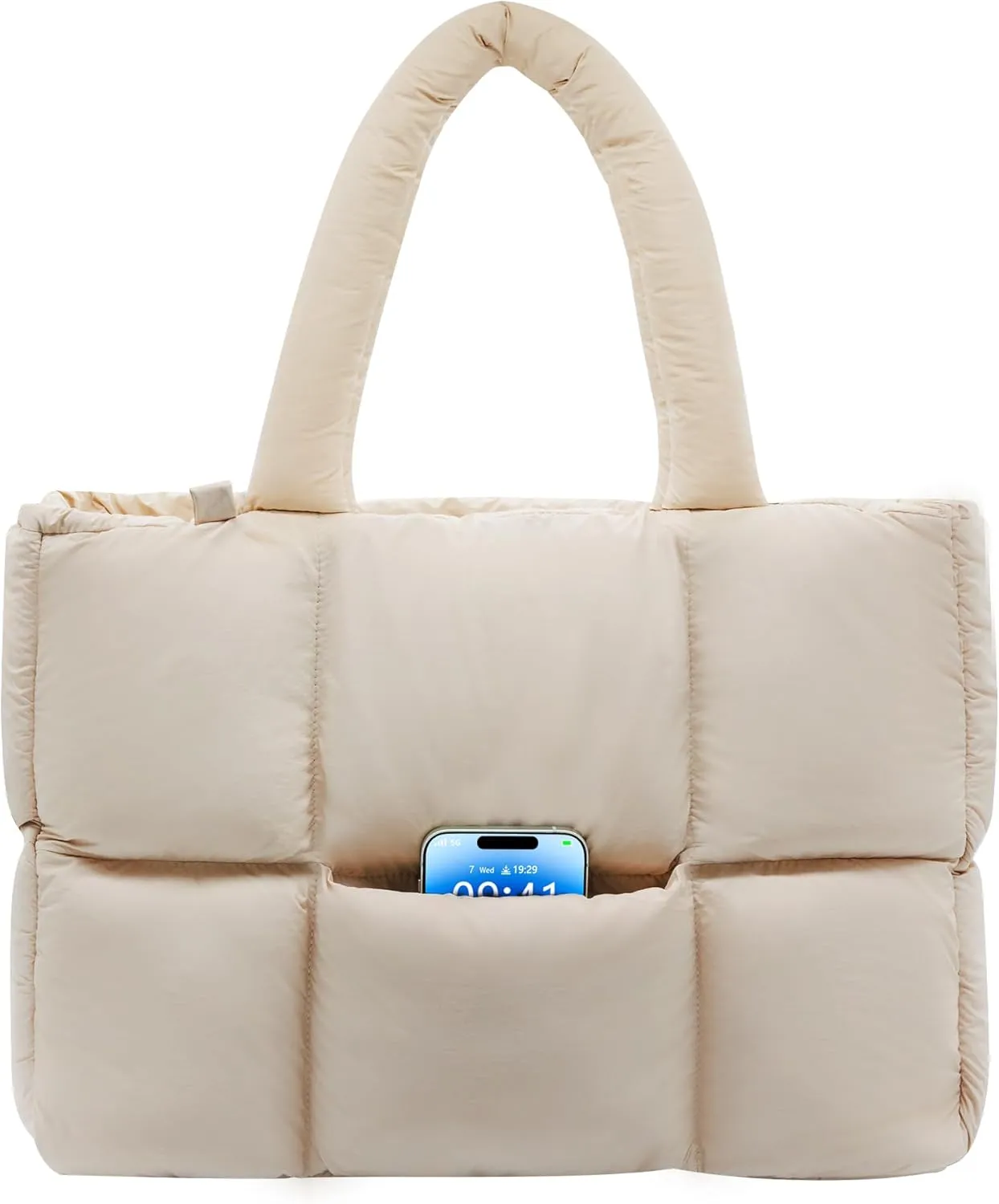 NAARIIAN Puffer Tote Bag for Women, Lightweight Quilted Puffy Shoulder Handbag with Adjustable Shoulder Strap