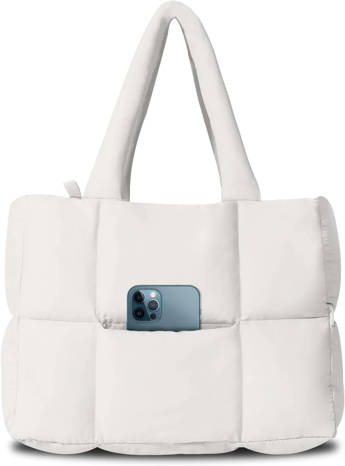NAARIIAN Puffer Tote Bag for Women, Lightweight Quilted Puffy Shoulder Handbag with Adjustable Shoulder Strap