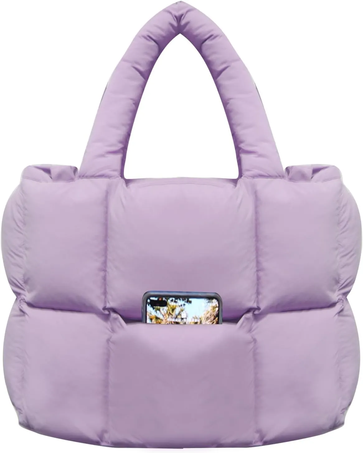 NAARIIAN Puffer Tote Bag for Women, Lightweight Quilted Puffy Shoulder Handbag with Adjustable Shoulder Strap