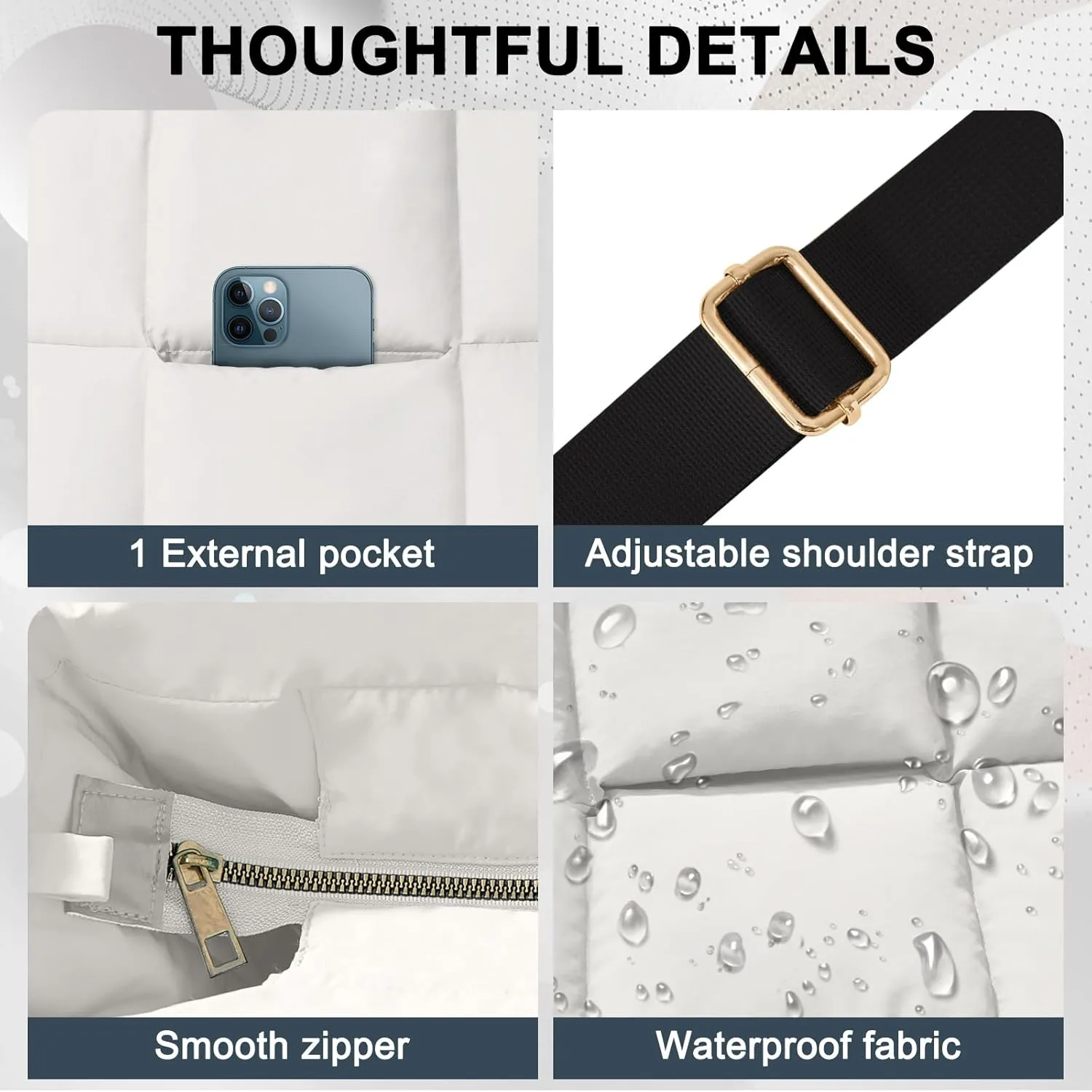 NAARIIAN Puffer Tote Bag for Women, Lightweight Quilted Puffy Shoulder Handbag with Adjustable Shoulder Strap