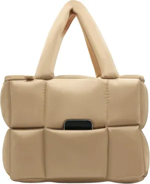 NAARIIAN Puffer Tote Bag for Women, Lightweight Quilted Puffy Shoulder Handbag with Adjustable Shoulder Strap