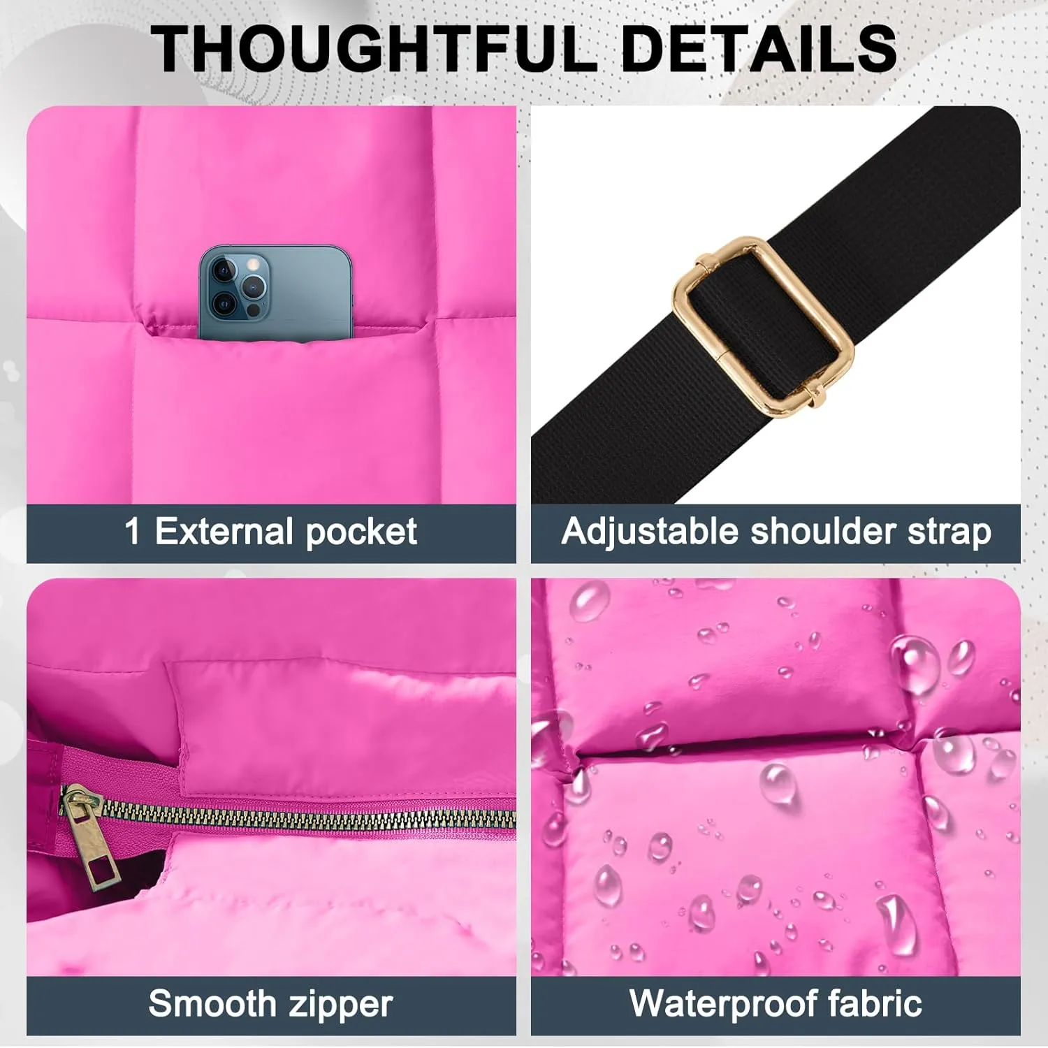 NAARIIAN Puffer Tote Bag for Women, Lightweight Quilted Puffy Shoulder Handbag with Adjustable Shoulder Strap