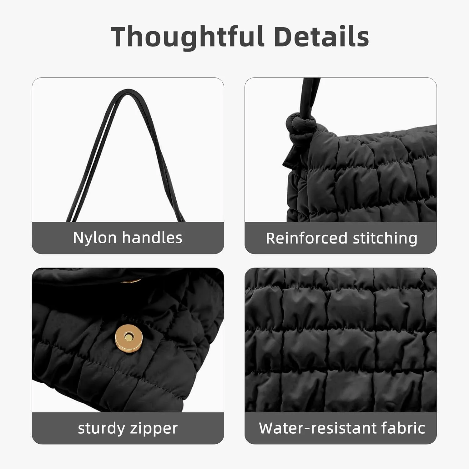 NAARIIAN Small Shoulder handbag for Women, Puffy Cute Purses Quilted Crescent Hobo Clutch Top-Handle