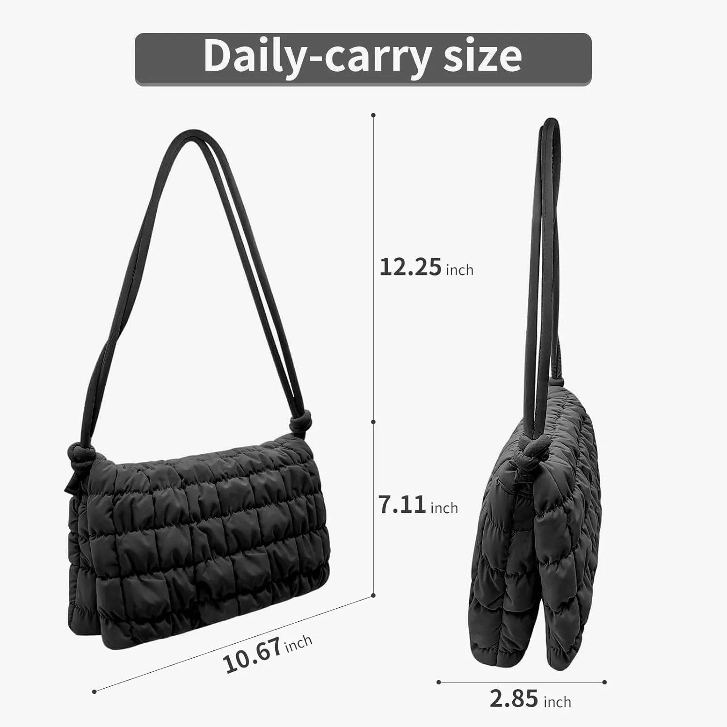 NAARIIAN Small Shoulder handbag for Women, Puffy Cute Purses Quilted Crescent Hobo Clutch Top-Handle