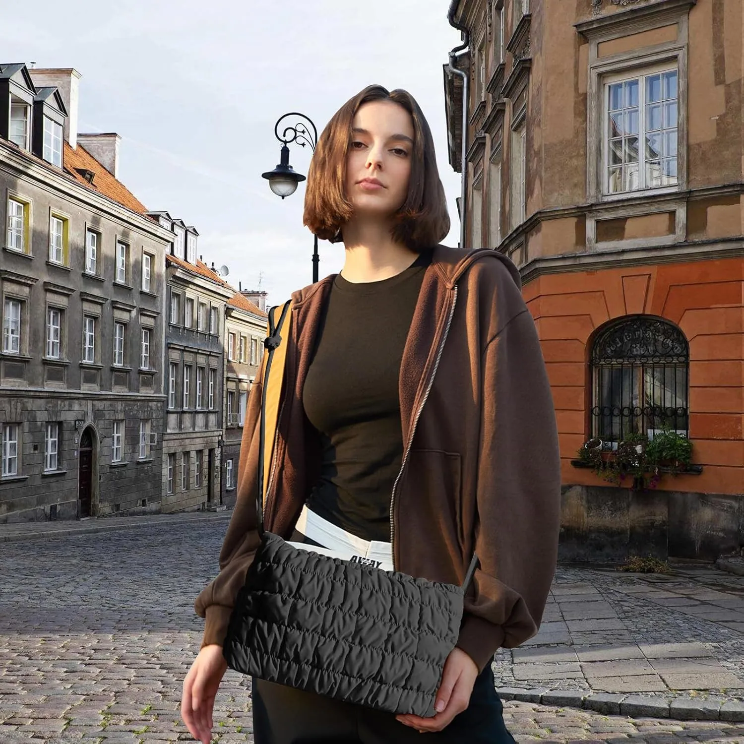 NAARIIAN Small Shoulder handbag for Women, Puffy Cute Purses Quilted Crescent Hobo Clutch Top-Handle