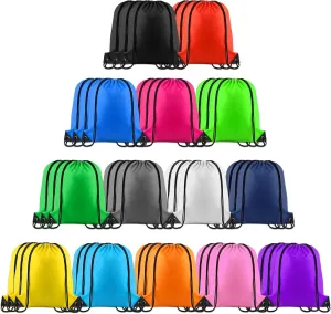 NACHLYNN 42 Pieces Drawstring Backpack Bulk 14 Colors String Backpack Bulk Drawstring Backpack Bags Nylon Draw String Sport Bag for Party Gym Sport Trip Beach Swimming