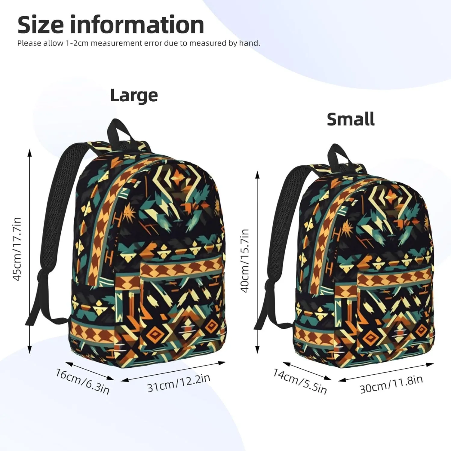 Native American Patterns Print Canvas Laptop Backpack Outdoor Casual Travel Bag Daypack Book Bag For Men Women