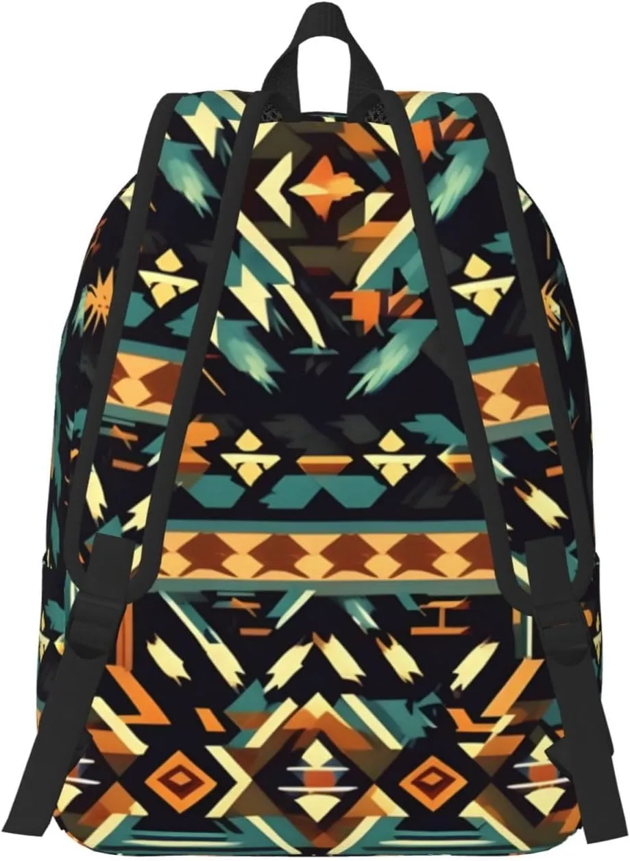Native American Patterns Print Canvas Laptop Backpack Outdoor Casual Travel Bag Daypack Book Bag For Men Women