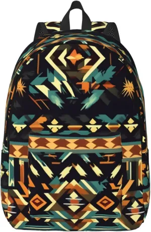 Native American Patterns Print Canvas Laptop Backpack Outdoor Casual Travel Bag Daypack Book Bag For Men Women