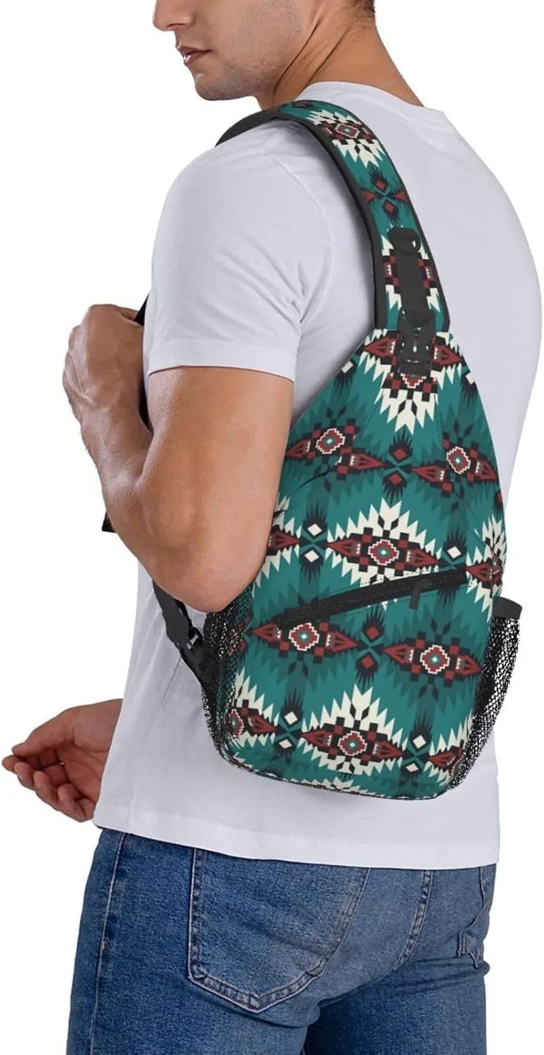 Native American Sling Backpack Chest Bag Crossbody Shoulder Bag Gym Cycling Travel Hiking Daypack For Men Women