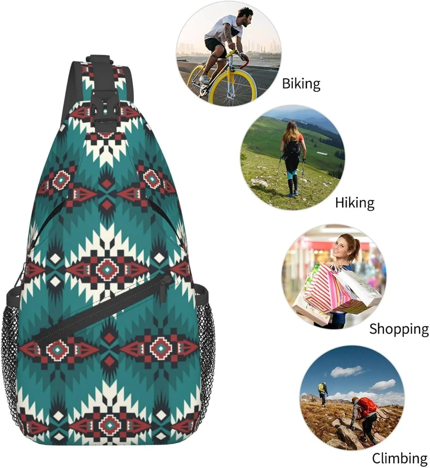 Native American Sling Backpack Chest Bag Crossbody Shoulder Bag Gym Cycling Travel Hiking Daypack For Men Women