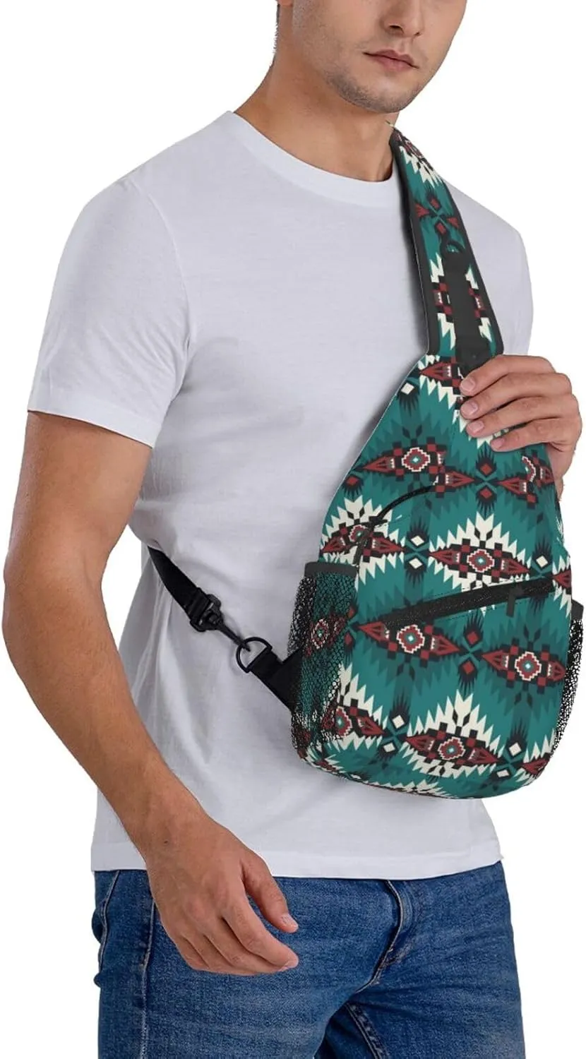 Native American Sling Backpack Chest Bag Crossbody Shoulder Bag Gym Cycling Travel Hiking Daypack For Men Women