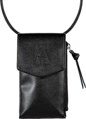 NCAA Appalachian State University Cross Body Black Wallet with Strap, Officially Licensed Team Logo, Leather Crossbody Bags for Women Cell Phone Bag Wallet Purses