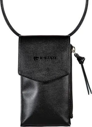 NCAA Kansas State University Cross Body Black Wallet with Strap, Officially Licensed Team Logo, Leather Crossbody Bags for Women Cell Phone Bag Wallet Purses